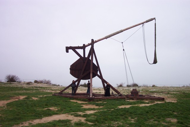Here is a trebuchet, the largest siege engine in medieval europe!! It was used to throw large stones at castles walls up to 200 meters away.