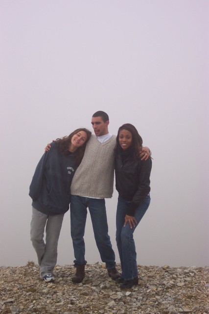 Dave tried to make use of the cover of fog to run off with both of the girls.  :)