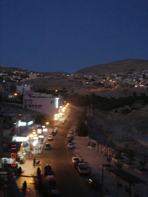 The modern day town at Petra at night.