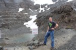 We ascended quickly through the rain and the fog to get to the remnants of a recently much larger mountain glacier.