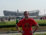 We then took a tour of the Olympic Green.  Behind me is the track stadium, called the birds nest.