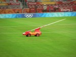 For the javelin competition they had remote controlled cars to take the javelins from where they were thrown back to the competitors.
