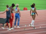 We had great seats to watch the womens long jump.  Well, Megs family did and I just sat with them and hoped the real ticket owners wouldn't throw me out.  :-)