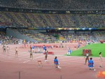 Next on the track: the finals of the womens 4x100 meter relay.  Unfortunately both the US mens and womens teams had dropped the baton in the trials.