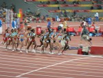 And here we have the start of the final of the womens 5000!  Megan is tucked in right where she is supposed to be.