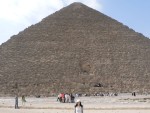 We couldn't step back far enough to get the Great Pyramid in the picture.  Junko and I were the first ones in the pyramid that morning.  We went early because they only let 300 people go in per day.