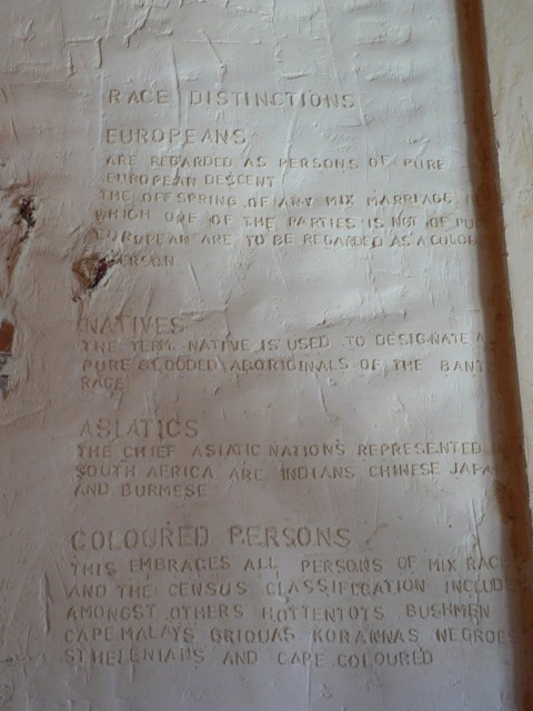 The next day we went to an apartheid museum.  This document details how each race was defined by law.