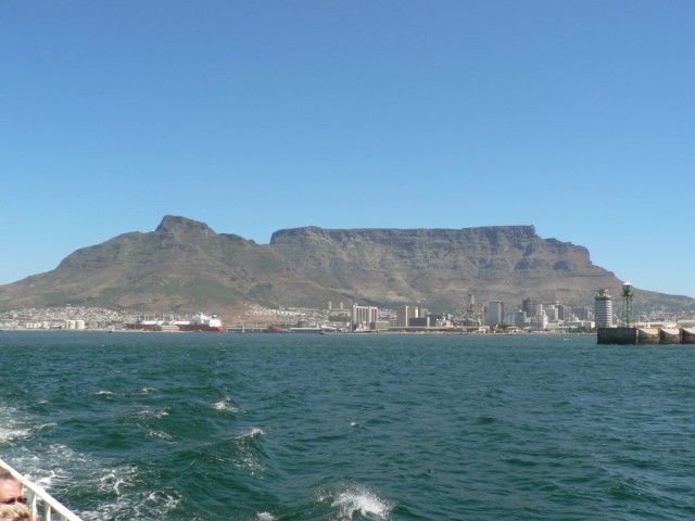 Here we are on a ferry heading from Cape Town out to Robbin Island.