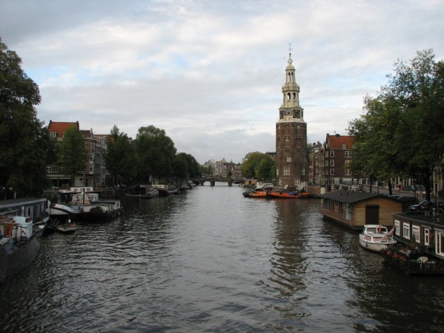 The waterways of Amsterdam are used both as taxi routes and as docks for houseboats.