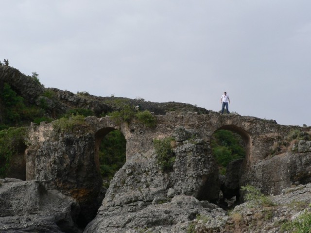 En route to the Blue Nile Gorge we stopped off at the so called "16th-century Portuguese Bridge," which oddly enough was actually constructed in the late 1800s.  Watch out below, I'm going to jump!!  Not really.