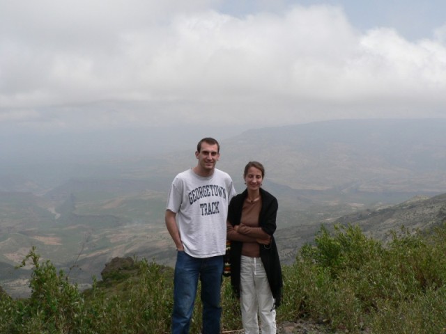 This is the edge of the Blue Nile Gorge.  Since it is a foggy day it is a bit difficult to make out the floor and the far side.