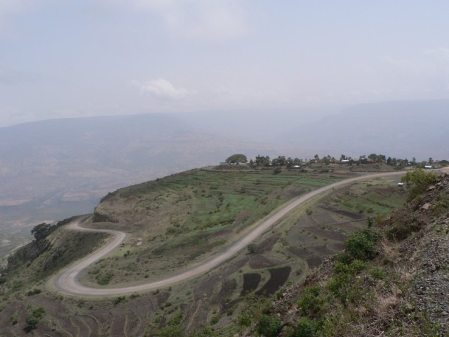 The winding road down into the gorge.  This road was recently completed by a Japanese construction company.