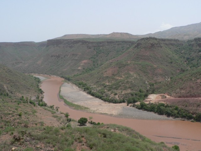 The so called Blue Nile is one of the tributaries to the Nile river that flows through Egypt.  It looks a bit muddy today.