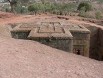 The reason for carving these churches down into the rock was to escape detection from invading armies.  As you can see, this massive beautiful church wouldn't be visible even 100 meters away.