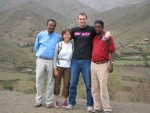 Sara and I pose with our guides for the second day in Lalibela.  The guide to my left was the one I had to negotiate prices with for the full three day tour.  He was a skilled negotiator, but I had a huge advantage in that we only had a certain smallish amount of cash on us.  Thus I was able to talk him down to about half of his initial price.