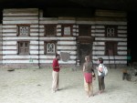 This church is made of wood.  The reason that it is still standing centuries later is because is was made of a very hard wood, and it is situated in a cave where it is protected from the elements and also from view of invaders.