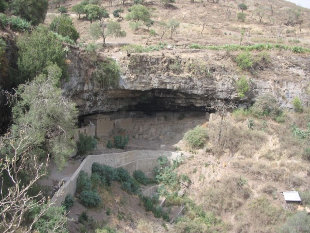 Here is another well camouflaged and protected church built in a cave in the side of the mountain.