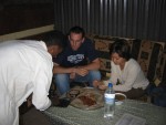 This is the infamous meal where we pointed at three things on the menu that we didn't know and took our chances with the result.  When we got back to the hotel we discovered that one of the entrees had been raw goat.  If you can't tell by the expression on my face, I wasn't too crazy about that one.  :-)