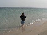 Mom stands in the Arabian Sea..  Also called the Persian Gulf.