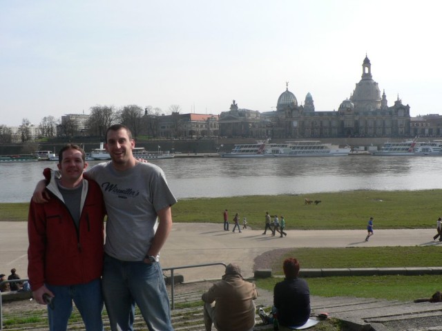 Luke and I with the backdrop of the rebuilt Dresden downtown.