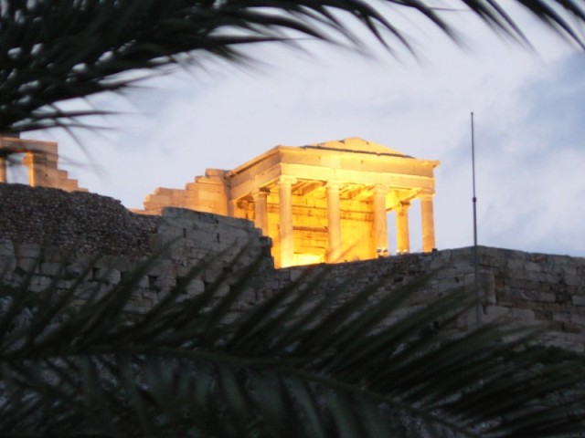 This is the view of the Acropolis as seen from the window of Mike and Molly's (and Maya's) hotel room.