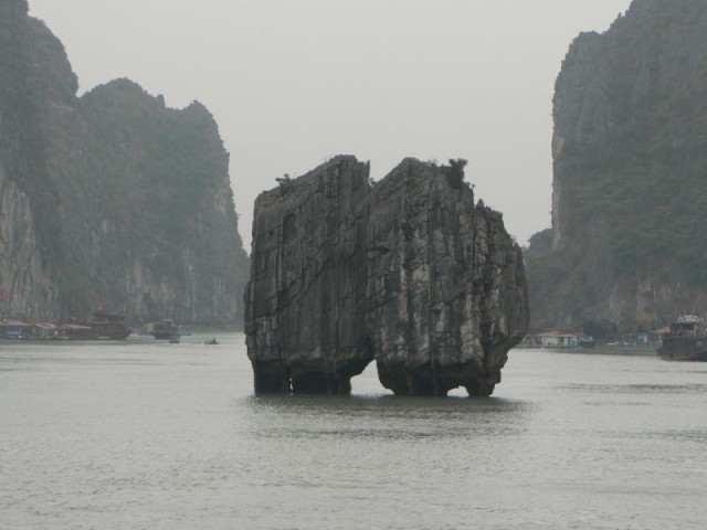 Our guide told us that this formation was supposed to look like two chickens fighting.  Jeff and I thought it looked more like a fat man standing in the water, looking away from us and bending down at the hip.