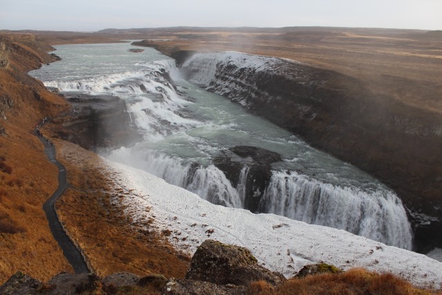 Just up the road from Geysir and Strokkur is the amazing Gullfoss waterfall.