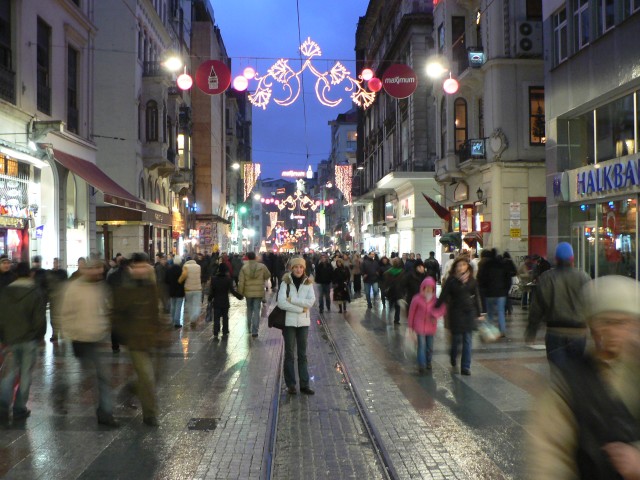 We stayed at the posh Marmara hotel, which was located at the head of Istiklal street, one of the main shopping areas of Istanbul.  There were crowds in the street every night that we were there.