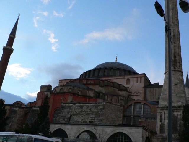 The Haghia Sophia was originally built as a christian church, finished in 537.  The four minarets were added when it was converted into a mosque in 1453.