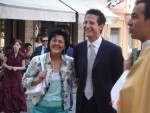 The big day!  Andrea and his mother wait outside of the church.