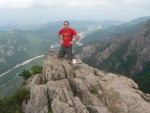 After a cable car ride and a quick but death defying hike we stood on top of the world.  The city of Sokcho and the Pacific Ocean are behind me.