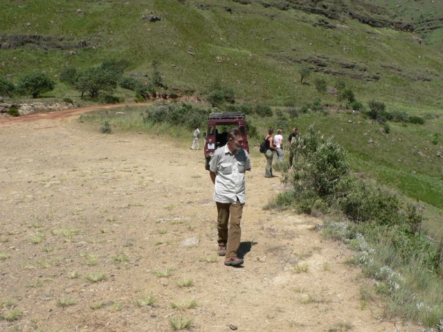 The next day we and two other couples took an overnight trip into Lesotho.  Here is our guide, Matthew Wiggill and his trusty Landrover.  Matthew was actually born and raised in Lesotho.