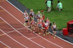 The final of the women's 1500 started off at a snails pace, 75 seconds for the first lap. The second lap was a little faster but still slow, 69 seconds.