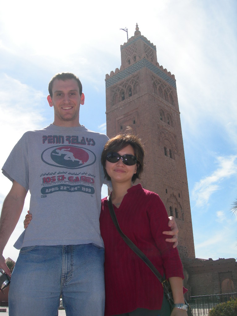 We arrived in Casablanca, and immediately rented a car and go on the road to Marrakesh.  Here we are by the Koutoubia mosque in the old city..