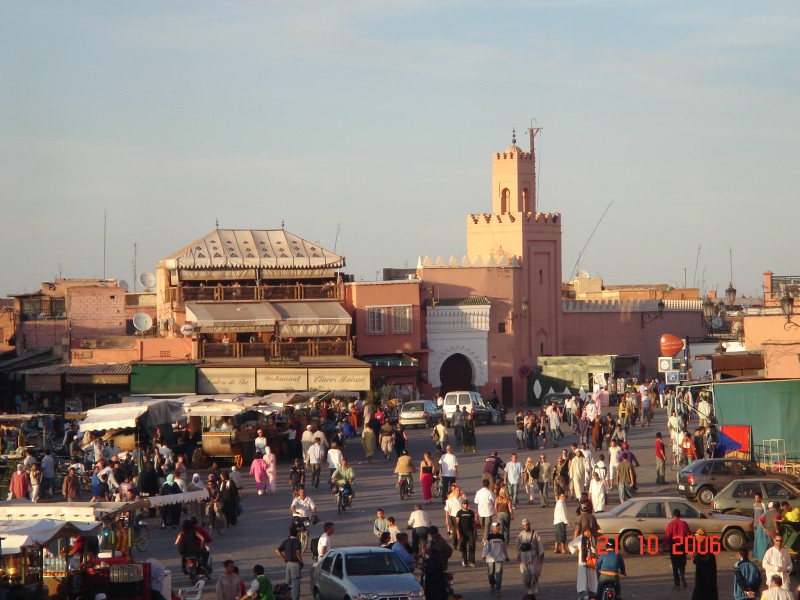 The square of Marrakesh, Djemaa el Fna, is supposed to be the busiest square in all of Africa.