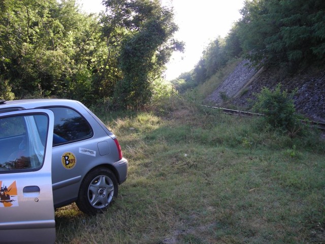 We drove onward to Husi to sleep for the night.  We could not find acceptable lodging, so we opted to park the car in this field and sleep for the night.  What we didn't know was that we parked 10 feet from train tracks, but we were well aware of this come 3:00am. :-)