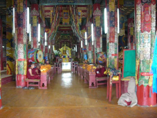 It is an active monastery, these monks in training were practicing their chanting as we peered in.