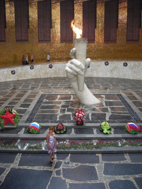 This memorial of the eternal flame commemorates the 1.1 million Russian troops who died in the battle.