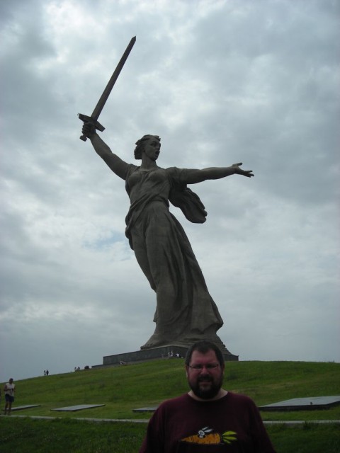 The statue of Mother Russia was incredibly beautiful and huge.  She is fighting the battle with the sword in her right hand and calling for reinforcements with her left.