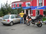This Italian man and his friend were driving from Italy to Mongolia on their motorcycles. We saw them at various restaurants and hotels for 3-4 days.
