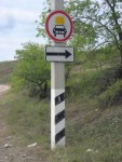 We got a bit turned around trying to find our way to the Mongol border. This sign was no help. Perhaps it was telling us that if our car was on fire then we could head over in this direction?