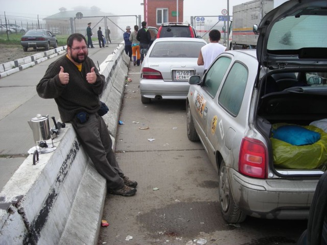 In the morning we used our propane stove to cook up some coffee before the border opened.  Mongolia here we come!