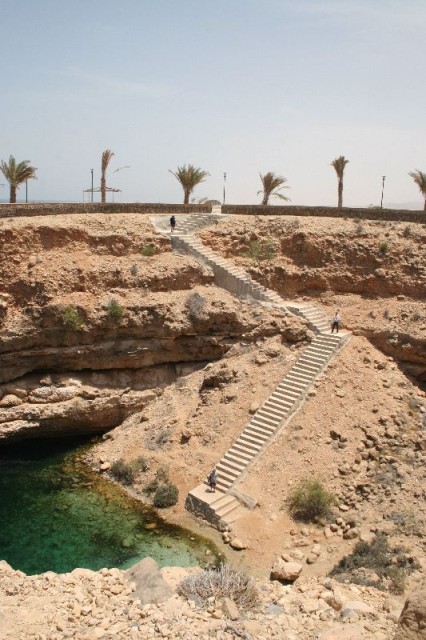These are the steps down to the Bimmah Sinkhole, locally known as Bayt al-Afreet (House of the Demon).