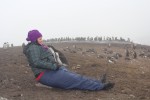 We were directed to always give a 15 feet berth to all wildlife, including penguins. However, we were also told that if we sat quietly sometimes the young penguins would get curious and come check us out. This little guy was checking Celena out..