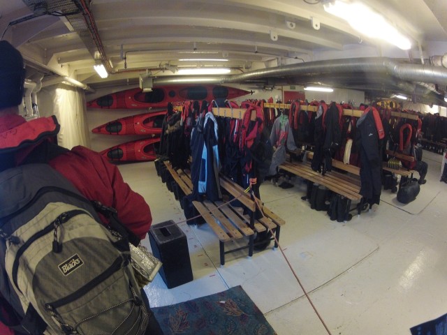 Today was our first day getting in the kayaks! Here we are in the mudroom gearing up.