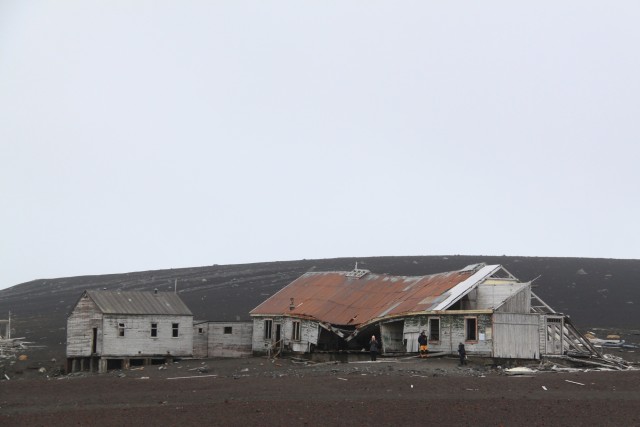 These buildings were used for whale oil processing starting in 1906. After advances in ship technology and the drop in prices during the Great Depression, this site was abandoned in 1931 and was never reoccupied.