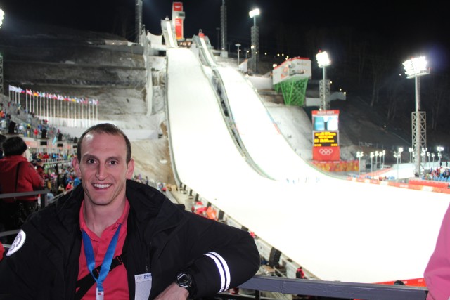 Our first event was the prelims of the individual men's Ski Jumping K-95 at 8:30PM on Saturday evening.