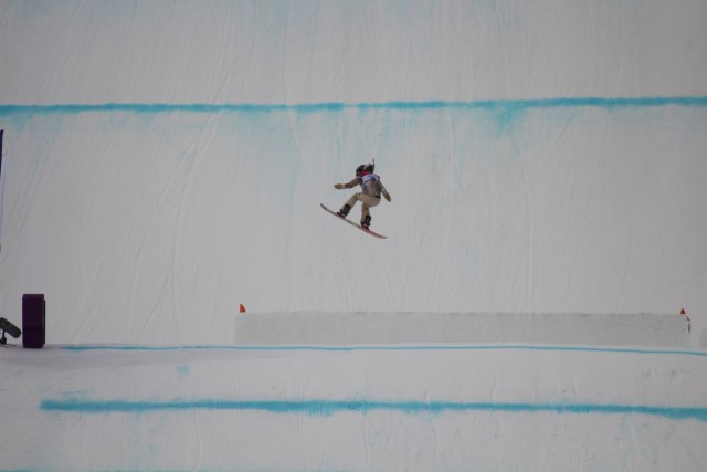 It was at the Rhosa Khutor Extreme Park. We couldn't see see the beginning of the event but the final three big jumps were right in front of us.