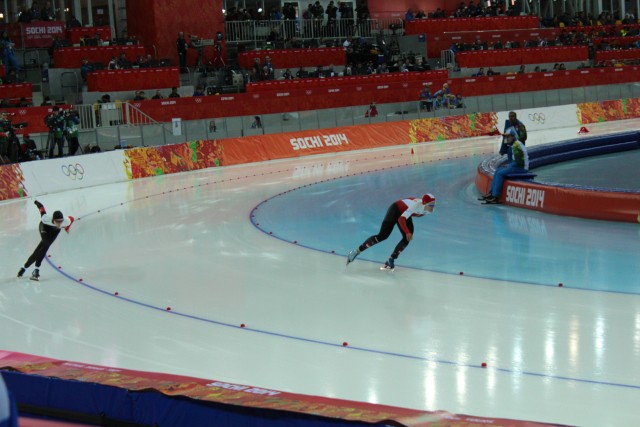 Afer curling we walked directly over to the Adler Arena to watch the women's 500m Speed Skating.