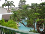 I traveled back to St. Kitts for the rest of my trip. This was the view of the trees, the pool, the beach and the harbor from the balcony of my room at the Ocean Terrace Inn.